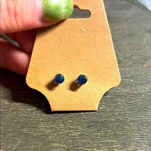 Small Sapphire and Silver Earrings.
